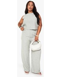 Boohoo - Plus Stripe Elasticated Waist Trouser - Lyst