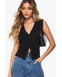 Boohoo - Lightweight Button Through Waistcoat - Lyst