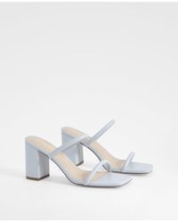 Boohoo - Double Strap Square Toe Heeled Mules - Lyst