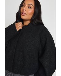 Boohoo - Plus Boucle Bomber Jacket - Lyst