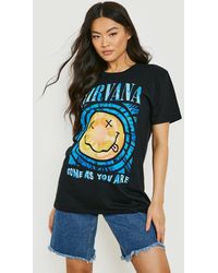 Boohoo Nirvana Print Oversized Band T-shirt - Black