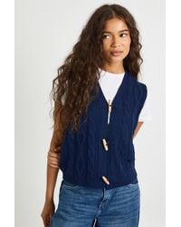 Boohoo - Toggle Button Cable Knit Waistcoat - Lyst
