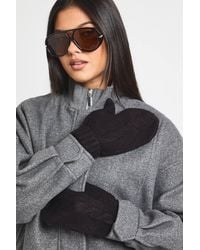 Boohoo - Cable Knit Mitten Gloves - Lyst
