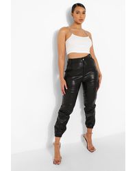H\u0026M Leather Joggers in Black | Lyst