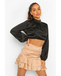 satin frill skirt wrap skater dress