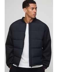 Boohoo - Regular Fit Quilted Scuba Sleeve Puffer - Lyst