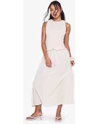 Boohoo - Gingham Shirred Detail Drop Waist Midaxi Dress - Lyst