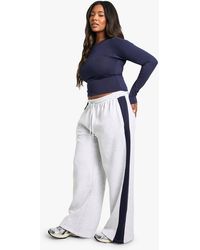 Boohoo - Plus Side Stripe Wide Leg Jogger - Lyst