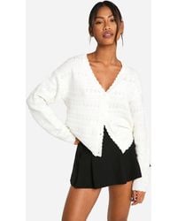 Boohoo - Soft Knitted Pointelle Cardigan - Lyst