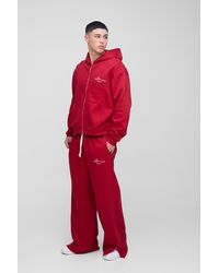 BoohooMAN - Oversized Boxy Bm Signature Zip Hooded Tracksuit - Lyst