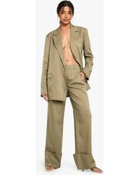 Boohoo - Tailored Woven Turn Up Hem Wide Leg Trouser - Lyst