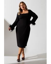 Coast - Plus Feather Cuff Long Sleeve Pencil Dress - Lyst