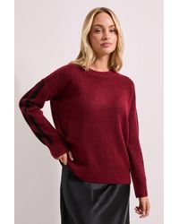 Dorothy Perkins - Stripe Sleeve Crew Neck Sweater - Lyst