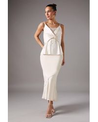 Coast - Lace Insert Wrap Front Satin Tank - Lyst