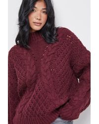 Warehouse - Chunky Cable Knit Roll Neck Sweater - Lyst