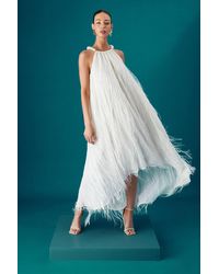 Coast - Muse Feather Pearl Trim Volume Maxi Dress - Lyst