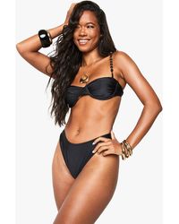 Boohoo - Bead Trim Underwired Bikini Top & High Leg Bottoms Set - Lyst