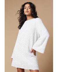 Oasis - Petite Occasion Sequin Flare Sleeve Mini Dress - Lyst