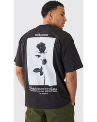 BoohooMAN - Oversized Rose Graphic Heavyweight T-shirt - Lyst
