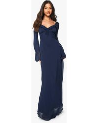 Boohoo - Chiffon Plunge Ruffle Maxi Dress - Lyst