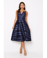 Coast - Notch Neck Stripe Jacquard Midi Wedding Guest Dress - Lyst