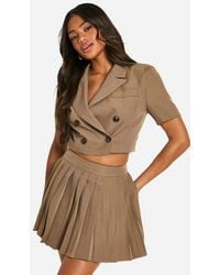 Boohoo - Contrast Button Cropped Blazer - Lyst