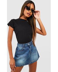Boohoo - Basic Cotton Cap Sleeve Fitted T-shirt - Lyst