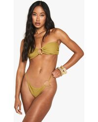 Boohoo - Resin Stone Trim O-Ring Detail Tanga Bikini Bottoms - Lyst