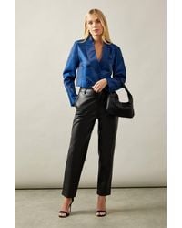 Wallis - Petite Crop Double Breasted Blazer - Lyst