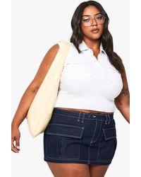 Boohoo - Plus Collared Utility Rib Top - Lyst