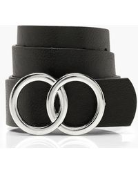 Boohoo - Double Silver Ring Detail Boyfriend Belt - Lyst