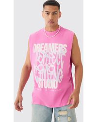 BoohooMAN - Oversized Dreamers Graffiti Printed Wash vest - Lyst