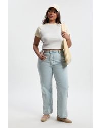 Boohoo - Plus Basics Split Hem Straight Leg Jeans - Lyst