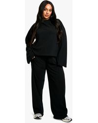 Boohoo - Plus Long Sleeve & Wide Leg Trouser Co Ord - Lyst