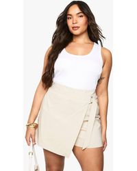 Boohoo - Plus Wrap Buckle Skort - Lyst