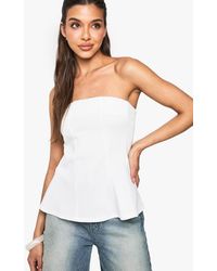 Boohoo - Double Layer Seam Detail Peplum Bandeau Top - Lyst