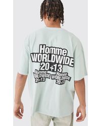 BoohooMAN - Oversized Overdye Homme Worldwide T-shirt - Lyst