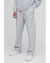 BoohooMAN - Jogginghose mit geradem Bein in Waffeloptik und Man-Stickerei - Lyst