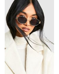 Boohoo - Gafas De Sol Doradas Retro Ovaladas - Lyst