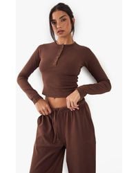 DSGN Studio - Button Detail Embroidered Long Sleeve Top - Lyst