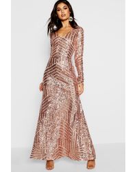 boohoo rose gold sequin dress