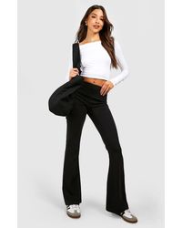 Boohoo - Pantalón De Campana Para Yoga Con Cintura Elástica Y Tela Jersey De Algodón - Lyst
