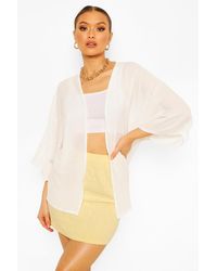 Boohoo Chiffon Kimono - White