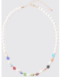Boohoo - Pearl And Bead Mix Necklace In Multi - Lyst