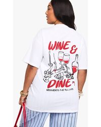 Boohoo - Plus Wine And Dine Oversized T-Shirt - Lyst