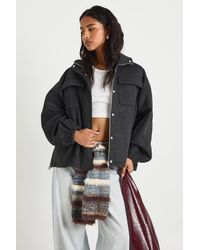 Boohoo - Funnel Neck Wool Look Bomber Jacket - Lyst