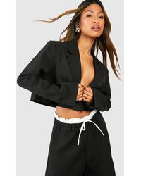 Boohoo - Double Breasted Boxy Crop Blazer - Lyst