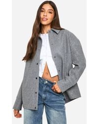 Boohoo - Oversized Wool Look Shacket - Lyst
