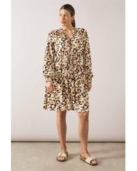 Wallis - Leopard Print Jersey Belted Shift Dress - Lyst