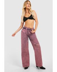 Boohoo - Pink Washed Wide Leg Jean - Lyst